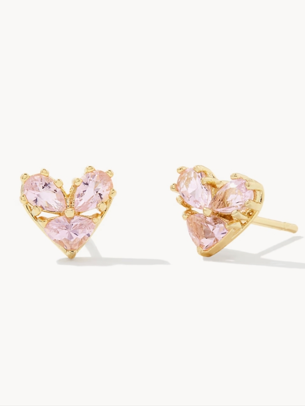 NWT Kendra Scott Katy Heart Studs in Pink Glass
